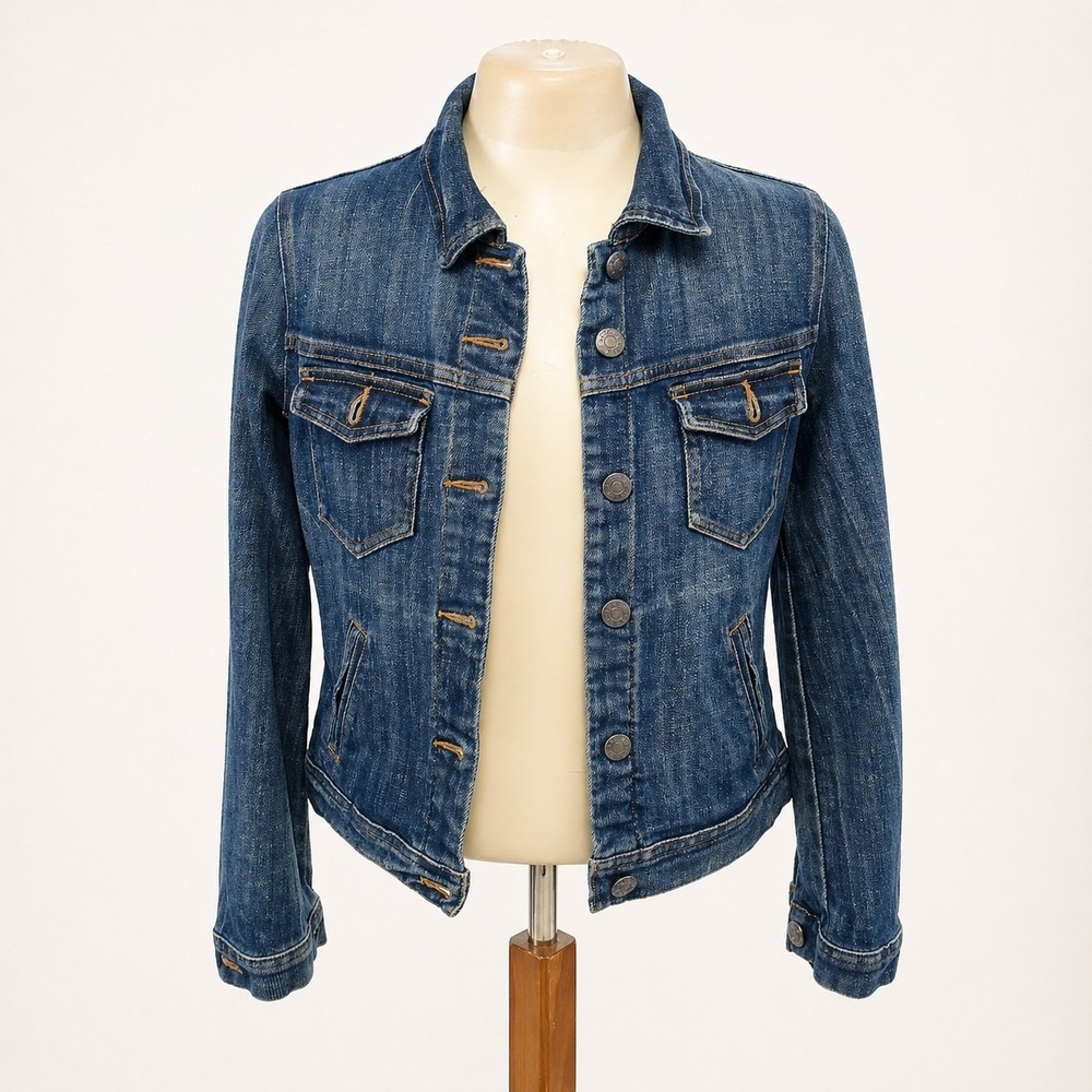 J.Crew Denim Jacket Womens Small Classic Blue Jean Button Front Trucker